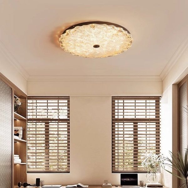 Modern Luxury Iron Resin Round Shade LED Flush Mount Ceiling Light For Bedroom - Image 11