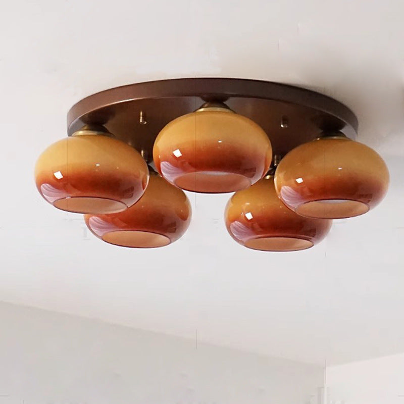 BS-Lighting-LL04608-1.jpg Traditional French Glass Persimmon Shade Iron 5-Light Semi-Flush Mount Ceiling Light For Living Room - Image 1