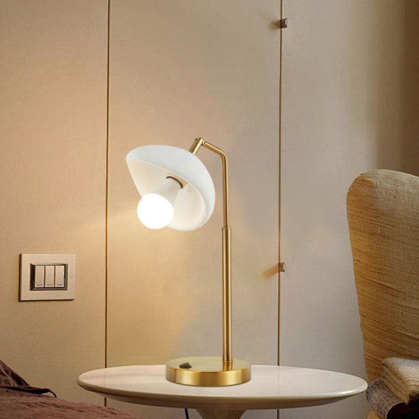 Contemporary Nordic High-Density Polystyrene Round Shade Hardware 1-Light Table Lamp For Bedroom