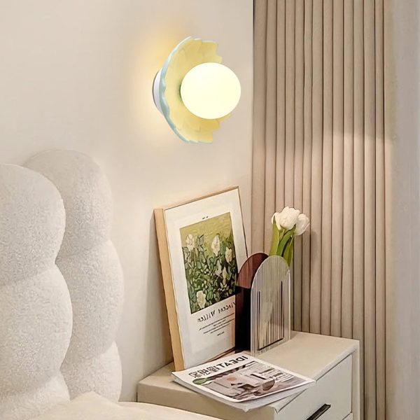 Traditional French Resin Flower PE Ball Shade 1-Light Semi-Flush Mount Ceiling Light For Living Room - Image 10