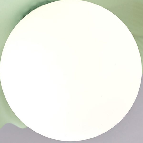 Traditional French Resin Flower PE Ball Shade 1-Light Semi-Flush Mount Ceiling Light For Living Room - Image 6