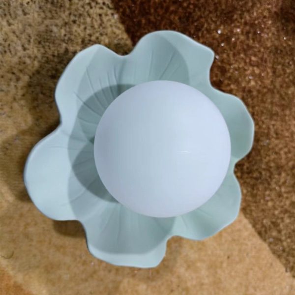 Traditional French Resin Flower PE Ball Shade 1-Light Semi-Flush Mount Ceiling Light For Living Room - Image 27