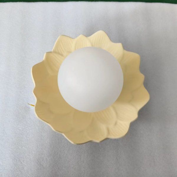 Traditional French Resin Flower PE Ball Shade 1-Light Semi-Flush Mount Ceiling Light For Living Room - Image 28