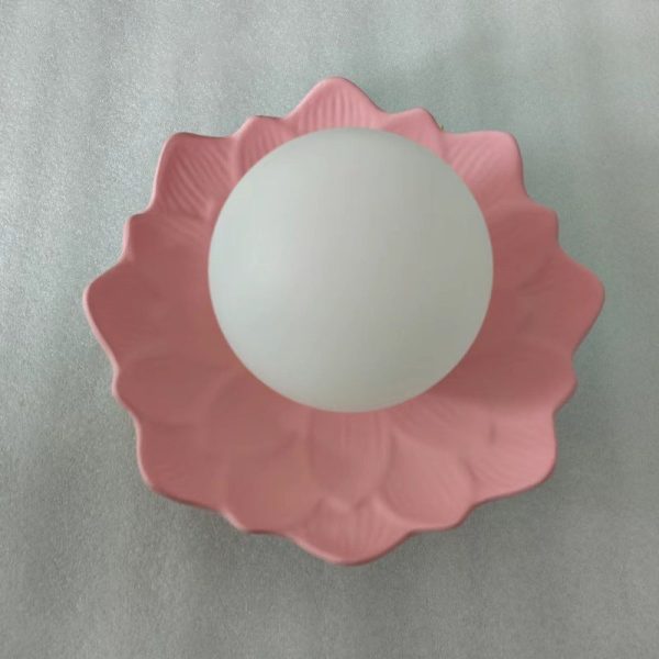 Traditional French Resin Flower PE Ball Shade 1-Light Semi-Flush Mount Ceiling Light For Living Room - Image 29