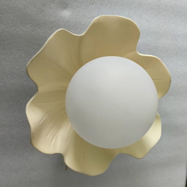 Traditional French Resin Flower PE Ball Shade 1-Light Semi-Flush Mount Ceiling Light For Living Room - Image 31