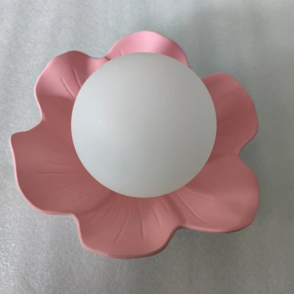 Traditional French Resin Flower PE Ball Shade 1-Light Semi-Flush Mount Ceiling Light For Living Room - Image 32