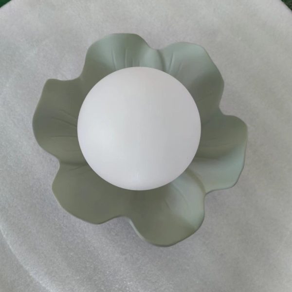 Traditional French Resin Flower PE Ball Shade 1-Light Semi-Flush Mount Ceiling Light For Living Room - Image 33