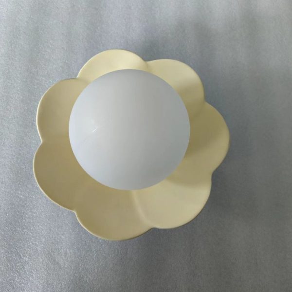 Traditional French Resin Flower PE Ball Shade 1-Light Semi-Flush Mount Ceiling Light For Living Room - Image 34