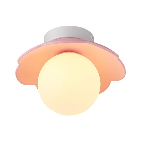 Traditional French Resin Flower PE Ball Shade 1-Light Semi-Flush Mount Ceiling Light For Living Room - Image 35