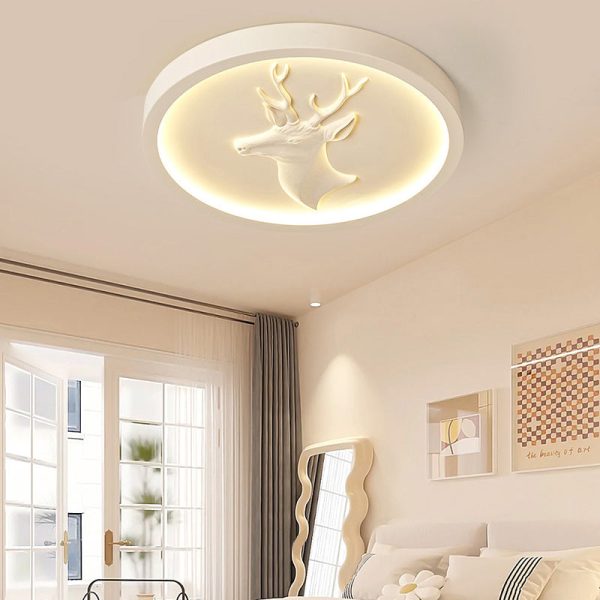 Modern Eclectic Resin Antler Acrylic Round LED Flush Mount Ceiling Light For Bedroom - Image 6
