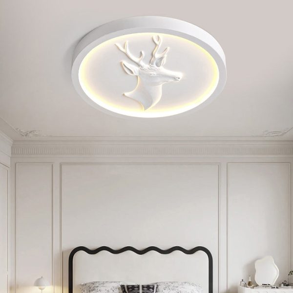 Modern Eclectic Resin Antler Acrylic Round LED Flush Mount Ceiling Light For Bedroom - Image 8