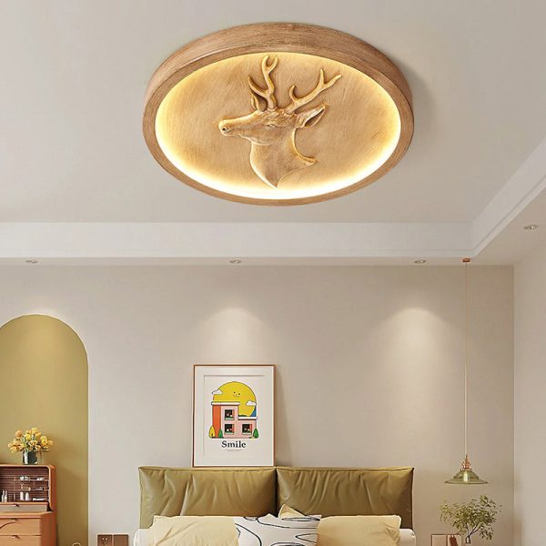 Modern Eclectic Resin Antler Acrylic Round LED Flush Mount Ceiling Light For Bedroom - Image 7