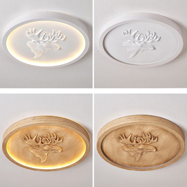 Modern Eclectic Resin Antler Acrylic Round LED Flush Mount Ceiling Light For Bedroom - Image 10