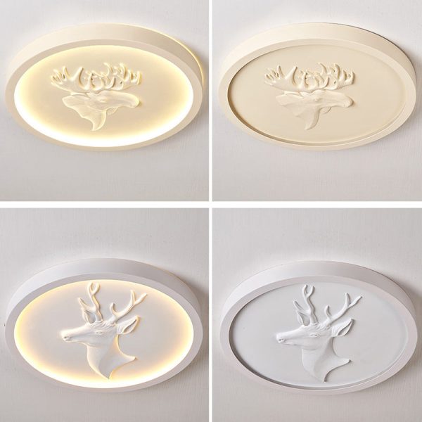 Modern Eclectic Resin Antler Acrylic Round LED Flush Mount Ceiling Light For Bedroom - Image 11