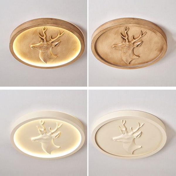 Modern Eclectic Resin Antler Acrylic Round LED Flush Mount Ceiling Light For Bedroom - Image 12