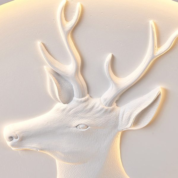 Modern Eclectic Resin Antler Acrylic Round LED Flush Mount Ceiling Light For Bedroom - Image 5