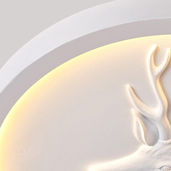 Modern Eclectic Resin Antler Acrylic Round LED Flush Mount Ceiling Light For Bedroom - Image 4