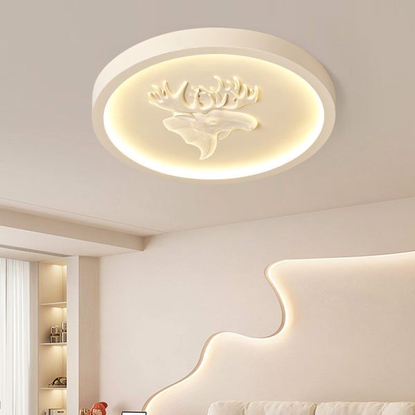 Modern Eclectic Resin Antler Acrylic Round LED Flush Mount Ceiling Light For Bedroom - Image 2