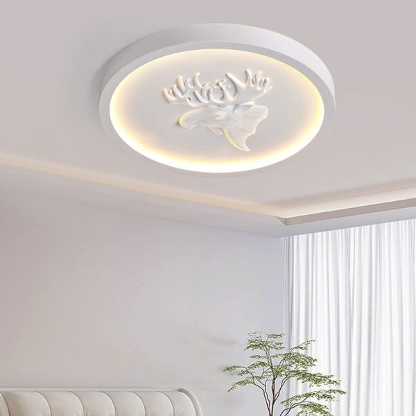 Modern Eclectic Resin Antler Acrylic Round LED Flush Mount Ceiling Light For Bedroom - Image 9