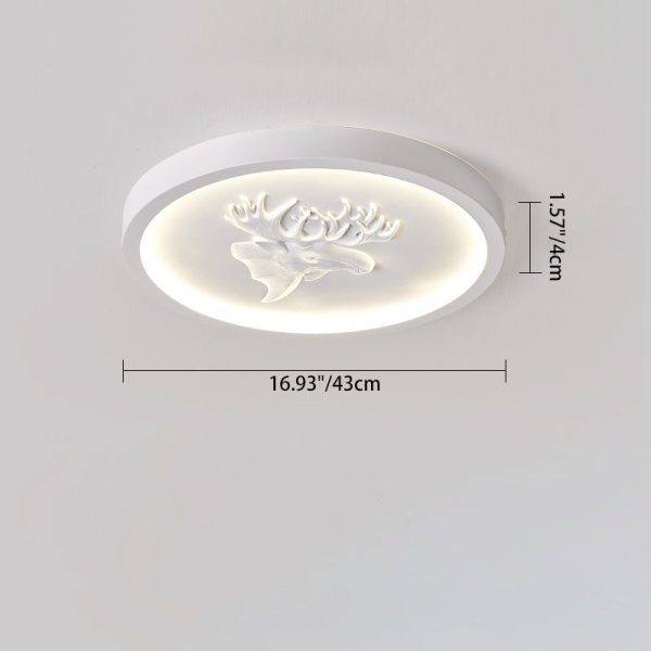 Modern Eclectic Resin Antler Acrylic Round LED Flush Mount Ceiling Light For Bedroom - Image 3