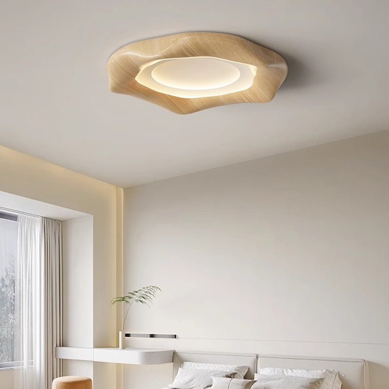 BS-Lighting-LL04724-11.jpg Traditional Japanese Iron Wood Grain Corrugated ABS Shade LED Flush Mount Ceiling Light For Bedroom - Image 1