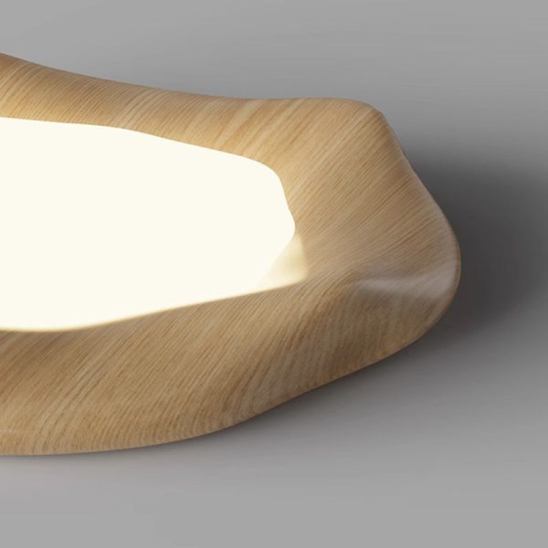 Traditional Japanese Iron Wood Grain Corrugated ABS Shade LED Flush Mount Ceiling Light For Bedroom - Image 6