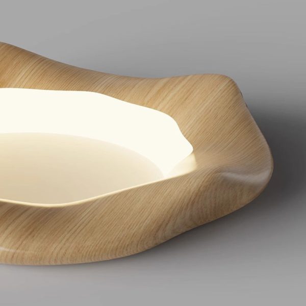 Traditional Japanese Iron Wood Grain Corrugated ABS Shade LED Flush Mount Ceiling Light For Bedroom - Image 8