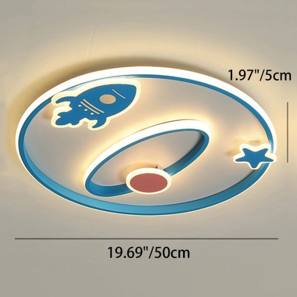 Contemporary Creative Cartoon Space Rocket Iron Acrylic LED Flush Mount Ceiling Light For Bedroom - Image 3