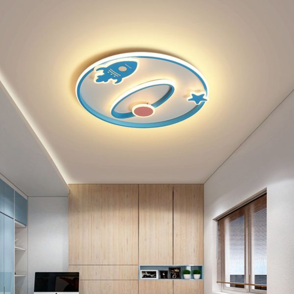 Contemporary Creative Cartoon Space Rocket Iron Acrylic LED Flush Mount Ceiling Light For Bedroom - Image 10