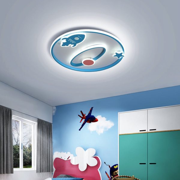 Contemporary Creative Cartoon Space Rocket Iron Acrylic LED Flush Mount Ceiling Light For Bedroom - Image 13