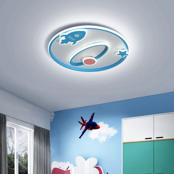 Contemporary Creative Cartoon Space Rocket Iron Acrylic LED Flush Mount Ceiling Light For Bedroom - Image 2