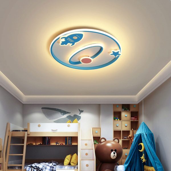 Contemporary Creative Cartoon Space Rocket Iron Acrylic LED Flush Mount Ceiling Light For Bedroom - Image 9