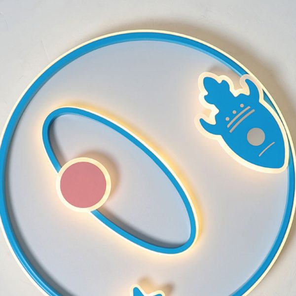 Contemporary Creative Cartoon Space Rocket Iron Acrylic LED Flush Mount Ceiling Light For Bedroom - Image 4