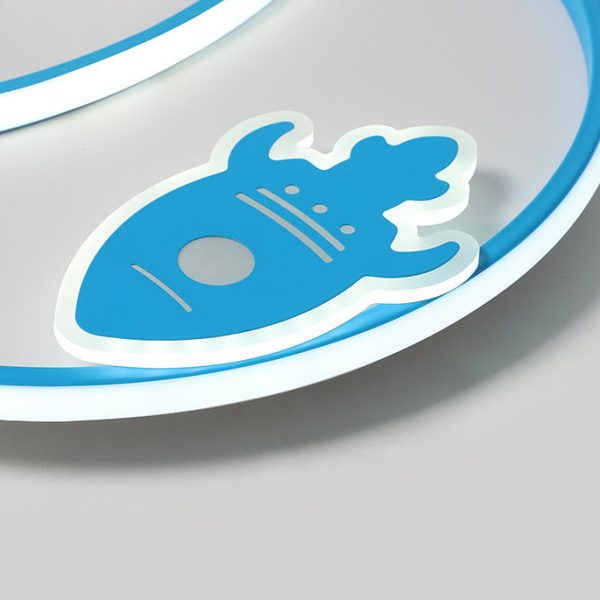 Contemporary Creative Cartoon Space Rocket Iron Acrylic LED Flush Mount Ceiling Light For Bedroom - Image 5