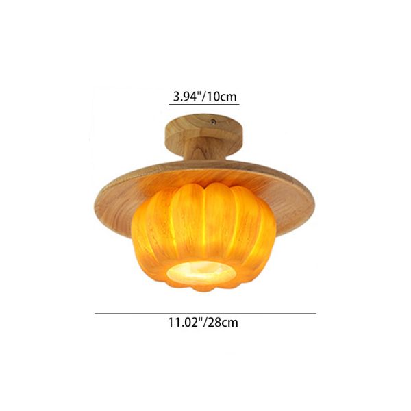 Contemporary Creative Resin Pumpkin PE Shade 1-Light Semi-Flush Mount Ceiling Light For Living Room - Image 4