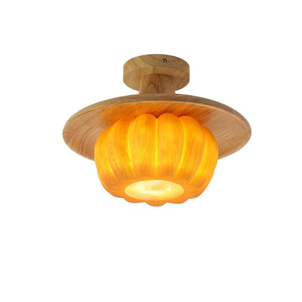 Contemporary Creative Resin Pumpkin PE Shade 1-Light Semi-Flush Mount Ceiling Light For Living Room - Image 10