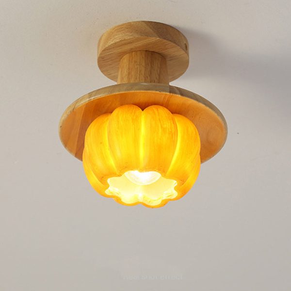 Contemporary Creative Resin Pumpkin PE Shade 1-Light Semi-Flush Mount Ceiling Light For Living Room - Image 9