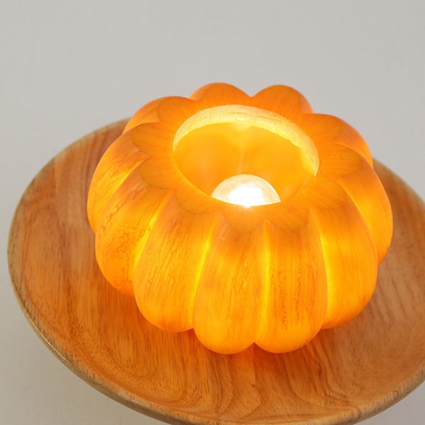 Contemporary Creative Resin Pumpkin PE Shade 1-Light Semi-Flush Mount Ceiling Light For Living Room - Image 5