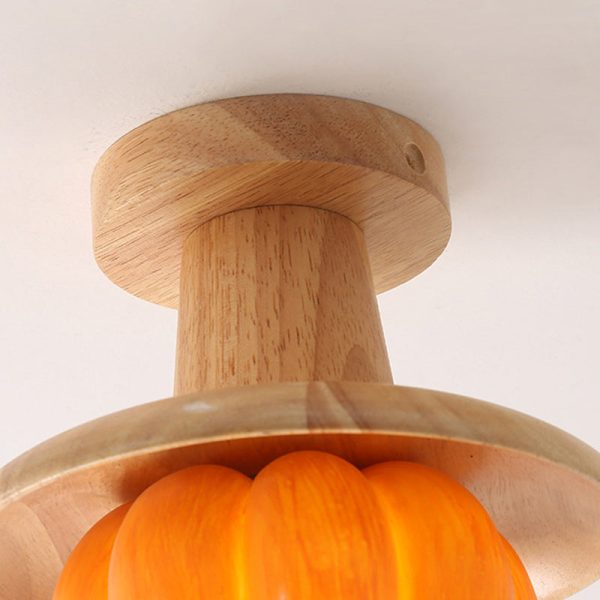 Contemporary Creative Resin Pumpkin PE Shade 1-Light Semi-Flush Mount Ceiling Light For Living Room - Image 8