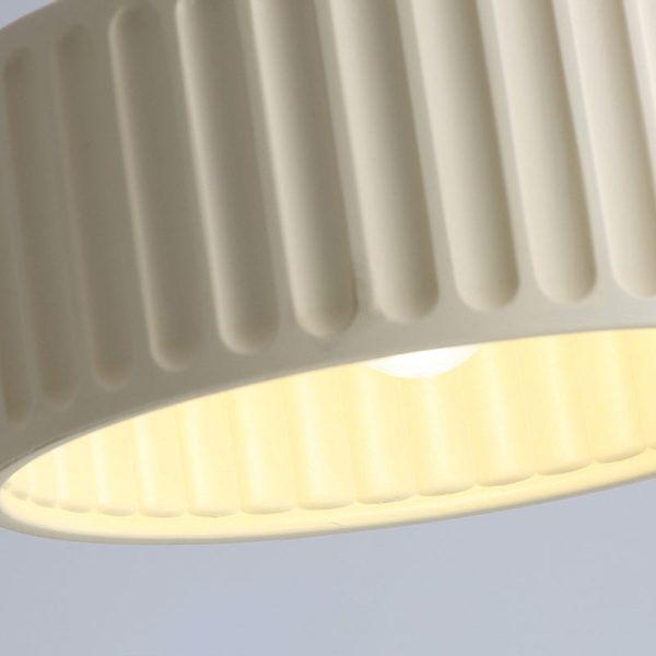 Contemporary Scandinavian Fluted Resin Cylinder Shade Iron 1-Light Semi-Flush Mount Ceiling Light For Living Room - Image 4