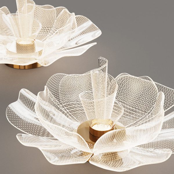 Modern Luxury Flower Petal Dome Iron Acrylic LED Flush Mount Ceiling Light For Bedroom - Image 7