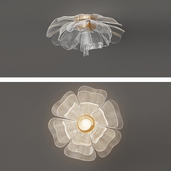 Modern Luxury Flower Petal Dome Iron Acrylic LED Flush Mount Ceiling Light For Bedroom - Image 13