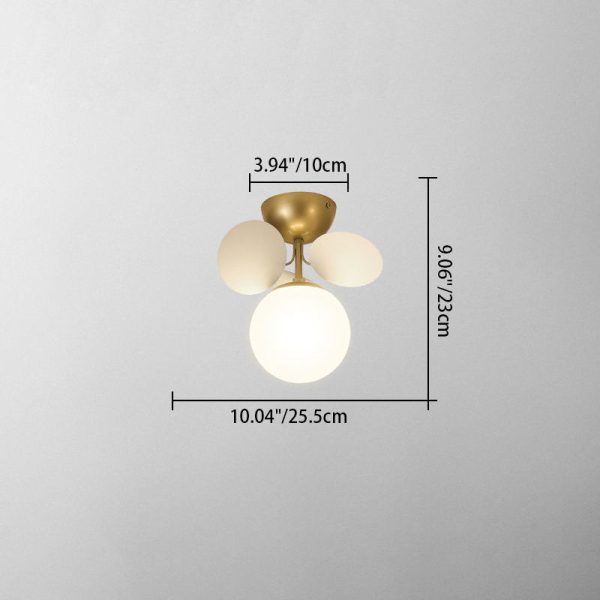 Contemporary Scandinavian Colorful Flower Orb Metal Glass Acrylic 1/4/6/8 Light Semi-Flush Mount Ceiling Light For Bedroom - Image 3