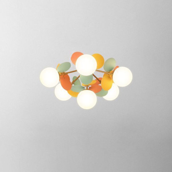 Contemporary Scandinavian Colorful Flower Orb Metal Glass Acrylic 1/4/6/8 Light Semi-Flush Mount Ceiling Light For Bedroom - Image 23