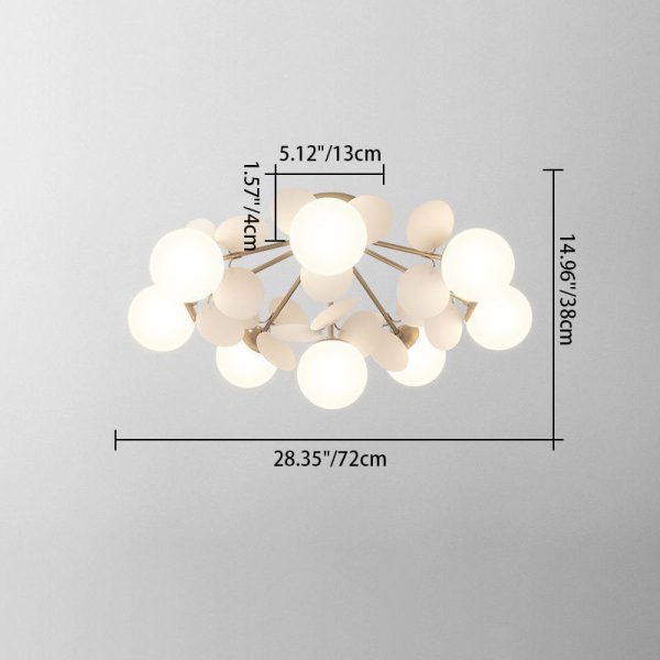 Contemporary Scandinavian Colorful Flower Orb Metal Glass Acrylic 1/4/6/8 Light Semi-Flush Mount Ceiling Light For Bedroom - Image 6