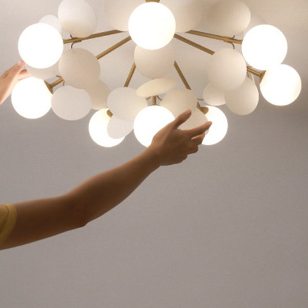 Contemporary Scandinavian Colorful Flower Orb Metal Glass Acrylic 1/4/6/8 Light Semi-Flush Mount Ceiling Light For Bedroom - Image 10