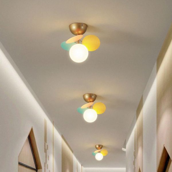 Contemporary Scandinavian Colorful Flower Orb Metal Glass Acrylic 1/4/6/8 Light Semi-Flush Mount Ceiling Light For Bedroom - Image 12