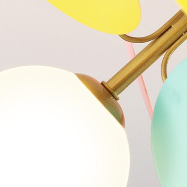Contemporary Scandinavian Colorful Flower Orb Metal Glass Acrylic 1/4/6/8 Light Semi-Flush Mount Ceiling Light For Bedroom - Image 9