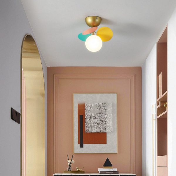 Contemporary Scandinavian Colorful Flower Orb Metal Glass Acrylic 1/4/6/8 Light Semi-Flush Mount Ceiling Light For Bedroom - Image 16