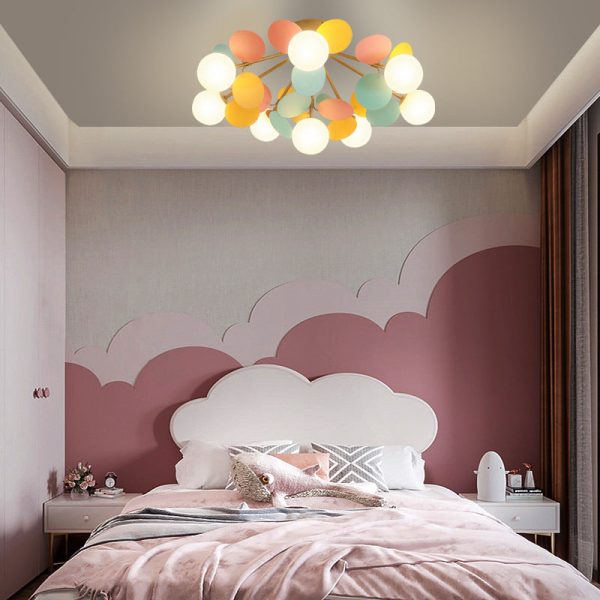 Contemporary Scandinavian Colorful Flower Orb Metal Glass Acrylic 1/4/6/8 Light Semi-Flush Mount Ceiling Light For Bedroom - Image 18